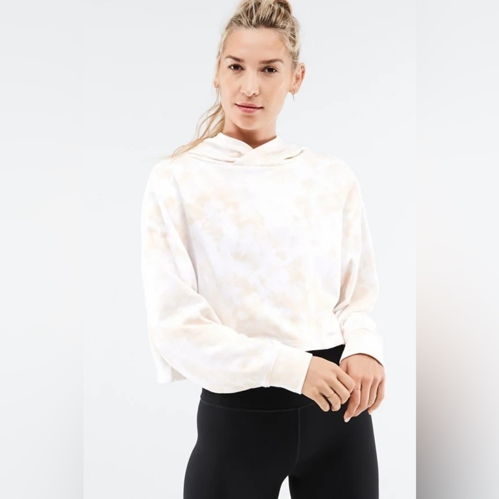 Fabletics Women’s Eco-Conscious Crop Hoodie Honey Magma Tie Dye XL